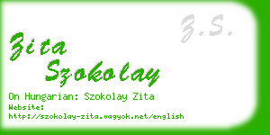 zita szokolay business card